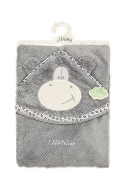 پتو دور پیچ کلاه دار مخمل کبریتی little me طرح میمون