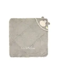 پتو دور پیچ کلاه دار مخمل کبریتی little me طرح میمون