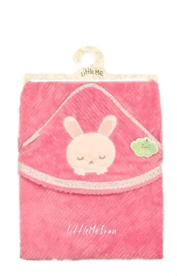 پتو دور پیچ کلاه دار مخمل کبریتی little me طرح دخترونه