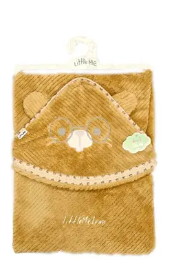 پتو دور پیچ کلاه دار مخمل کبریتی little me طرح تدی