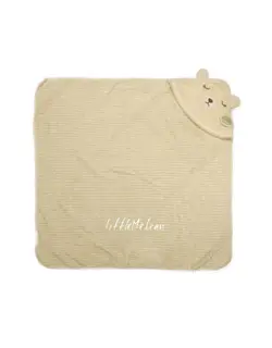 پتو دور پیچ کلاه دار مخمل کبریتی little me طرح خرس خوابالو