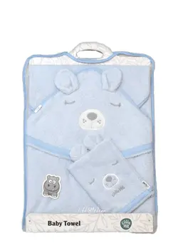 حوله دور پیچ نوزادی دوتکه گلدوزی little me طرح خرگوش خوابالو