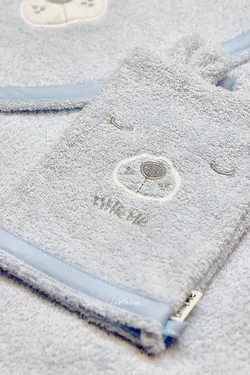 حوله دور پیچ نوزادی دوتکه گلدوزی little me طرح خرگوش خوابالو