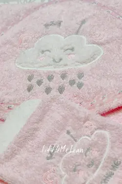 حوله دور پیچ نوزادی دوتکه گلدوزی little me طرح ابر