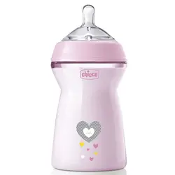 شیشه شیر چیکو نچرال 330 میل +6 طرح قلب