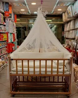 تخت و گهواره چوبی کنار مادر سایز 120 عسلی