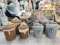 سبد حصیری خرس خارجی رنگ شده
