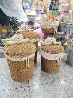سبد حصیری خرس خارجی رنگ شده