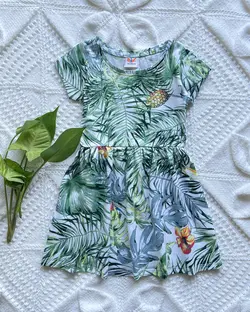 پيراهن نخي دخترانه برگ آناناس و آلو