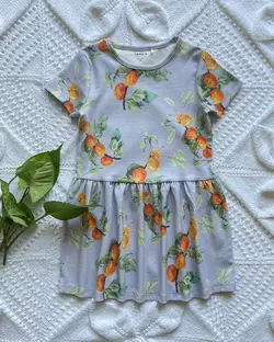 پيراهن نخي دخترانه برگ آناناس و آلو