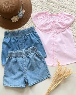 تاپ خامه دوزی Redtag , شلوارک جین کاغذی h&m