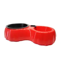 ظرف دوقلو بطری خور سگ و گربه همراه با ظرف فلزی