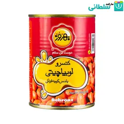 کنسرو خوراک لوبیا چیتی با سس گوجه فرنگی بهروز -390گرم