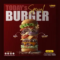 دانلود طرح لایه باز همبرگر پست اینستاگرام