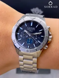 ساعت لاکسمی مردانه / کورنوگراف بند استیل رنگ سیلور صفحه سرمه ای (اورجینال)