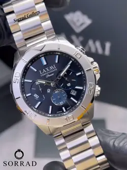 ساعت لاکسمی مردانه / کورنوگراف بند استیل رنگ سیلور صفحه سرمه ای (اورجینال)