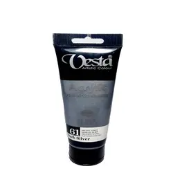 رنگ اکریلیک وستا نقره ای مدل Dark Silver 61 حجم 75 میلی لیتر