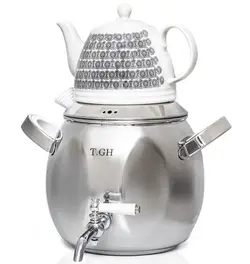 کتری و قوری برسام 6 لیتری شیردار براق کف چدن مدل 9060