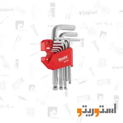ست 9 عددی آچار آلن شش گوش کوتاه مگنتی (کارتی) رونیکس مدل RH-2033