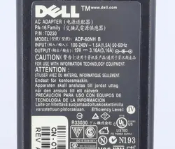 آداپتور لپ تاپ دل 19v 3.16A