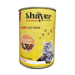 کنسرو چانک گربه شایر طعم مرغ با سس کدو حلوایی ۴۰۰ گرم