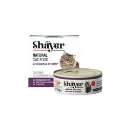 کنسرو نچرال گربه شایر طعم مرغ و میگو 110 گرم