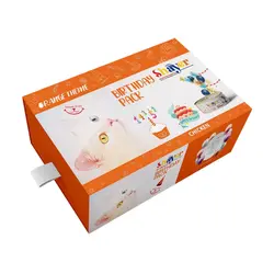 کیک تولد گربه شایر تم نارنجی طعم مرغ و ژامبون