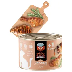 کنسرو پته گربه فاکس طعم فیله مرغ و بوقلمون 500 گرم