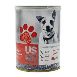 کنسرو توله سگ US PET طعم مرغ و سیب 400 گرم