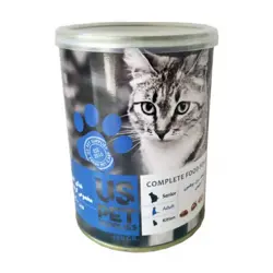 کنسرو گربه US PET طعم گوشت گوساله، مرغ و بوقلمون 400 گرم