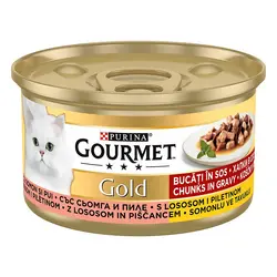 کنسرو گربه گورمت طعم مرغ و ماهی قزل آلا
