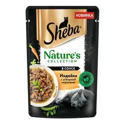 پوچ گربه شبا طعم بوقلمون، هویج و نخود فرنگی در سس