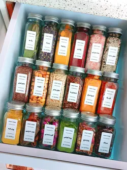 پک جا ادویه ای کشویی مدل نوعروس (شیشه مک کارتی + استند کشو)