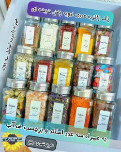 پک ادویه پاش شیشه ای کشویی مدل رویال (ادویه پاش درب استیل + استند کشو)