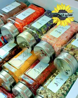 پک ادویه پاش شیشه ای کشویی مدل رویال (ادویه پاش درب استیل + استند کشو)