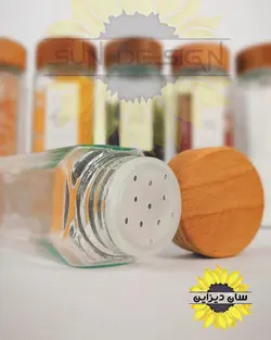 پک جا ادویه ای کشویی مدل بامبو (ادویه پاش ۱۴ سانتی درب بامبو + استند کشو)