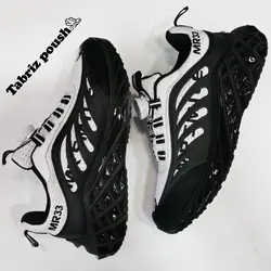 کفش اسپرت وارداتی بند دیسکی (زیپ لاین) طبی زیره کپسولی دو تیکه مدل MR33 رنگ مشکی سفید _ تبریز پوش