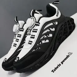 کفش اسپرت وارداتی بند دیسکی (زیپ لاین) طبی زیره کپسولی دو تیکه مدل MR33 رنگ مشکی سفید _ تبریز پوش