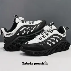 کفش اسپرت وارداتی بند دیسکی (زیپ لاین) طبی زیره کپسولی دو تیکه مدل MR33 رنگ مشکی سفید _ تبریز پوش