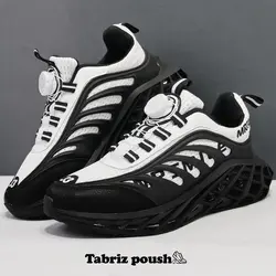 کفش اسپرت وارداتی بند دیسکی (زیپ لاین) طبی زیره کپسولی دو تیکه مدل MR33 رنگ مشکی سفید _ تبریز پوش