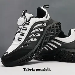 کفش اسپرت وارداتی بند دیسکی (زیپ لاین) طبی زیره کپسولی دو تیکه مدل MR33 رنگ مشکی سفید _ تبریز پوش