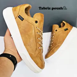 ونس مردانه قهوه ای عسلی طبی مدل اکو طرح چرم _ تبریز پوش