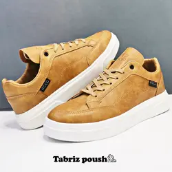 ونس مردانه قهوه ای عسلی طبی مدل اکو طرح چرم _ تبریز پوش