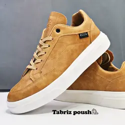 ونس مردانه قهوه ای عسلی طبی مدل اکو طرح چرم _ تبریز پوش