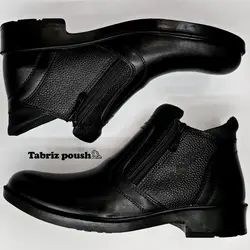 بوت زیره تزریق طبی مردانه طرح چرم مدل کاواک رنگ مشکی _ تبریز پوش