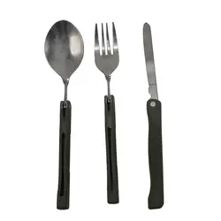 ست قاشق و چنگال و چاقو سفری مدل بلوط کد YP-ARTESHI03 مجموعه 3 عددی