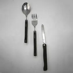 ست قاشق و چنگال و چاقو سفری مدل بلوط کد YP-ARTESHI03 مجموعه 3 عددی