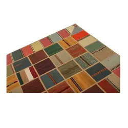 کلاژ گلیم دستبافت چهار و نیم متری مدل تکه دوزی کد g557326