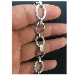 دستبند نقره 925 عیار مدل زنجیره بیضی نگین دار Y