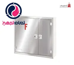 جعبه دو قلو توکار درب و فریم استیل طلایی آینه ای راست باز شو (بدون قرقره) آریا کوپلینگ - تمام تجهیز